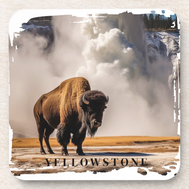 Porta-copo Coaster de Bebidas Geyser Bison Yellowstone (Frente)