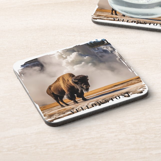 Porta-copo Coaster de Bebidas Geyser Bison Yellowstone (Left Side)