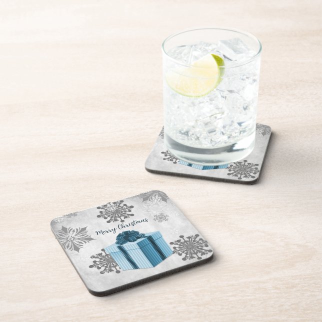 Porta-copo Coaster de Bebidas Presentes de Natal Azul (Lado Direito)