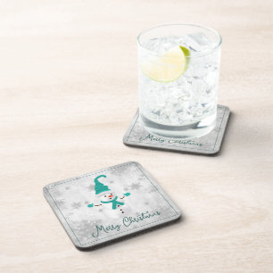Porta-copo Coaster De Bebidas Teal Cute Snowman