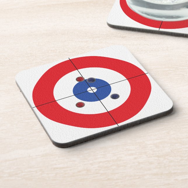 Porta-copo Coasters de Curler - (Vermelho) (Left Side)
