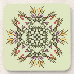 Porta-copo Cobras Verdes Floral Mandala Fantasia Botânica Art