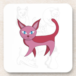 Porta-copo Cobrir Rosa Adorável de Gato e Portas de Gato