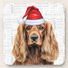 Porta-copo Cocker Spaniel Temático de Natal Cachorro do Papai