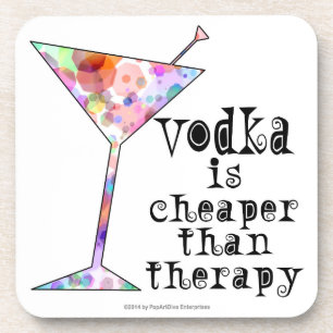 PORTA-COPO COCKTAIL COASTER SETS, VODKA CHEAPER THAN THERAPY
