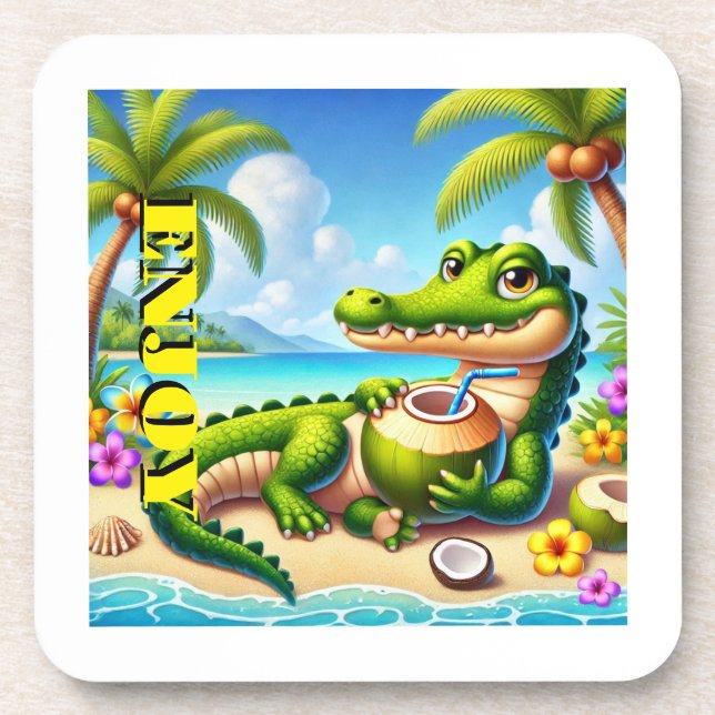 PORTA-COPO COCODRILLO COM ÁGUA COCO (Frente)