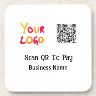 Porta-copo Código QR minimalista simples para pagar logotipo