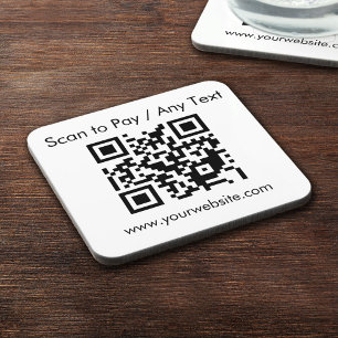 Porta-copo Código QR personalizado / Cork branco de texto com