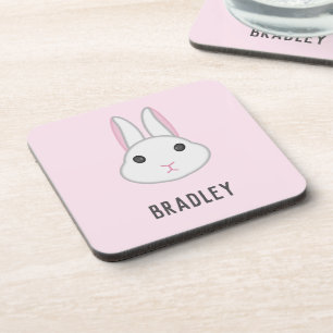 Porta-copo Coelhinho branco bonito a rosa