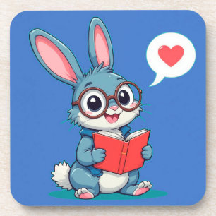 Porta-copo Coelho Adorável Usando Óculos Lendo um Livro