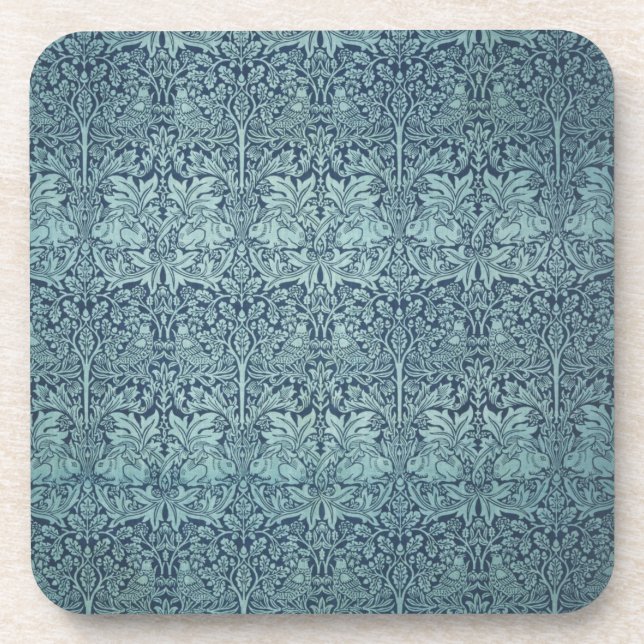 Porta-copo Coelho Brer por William Morris Blue Textile Patter (Frente)