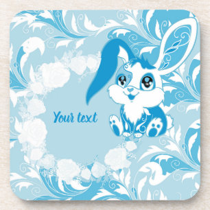 Porta-copo Coelho Personalizado Azul Kawaii Fofo