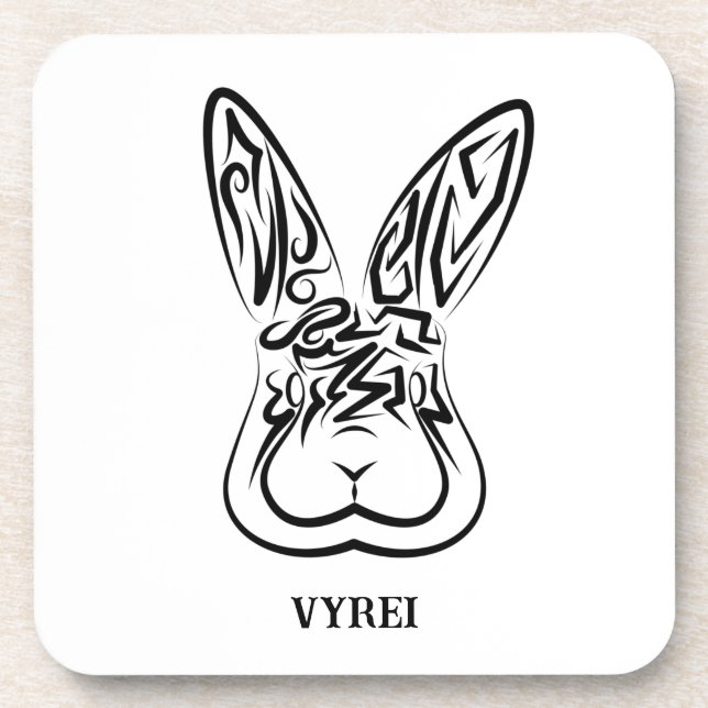 Porta-copo Coelho Tribal Negro e Branco (Frente)