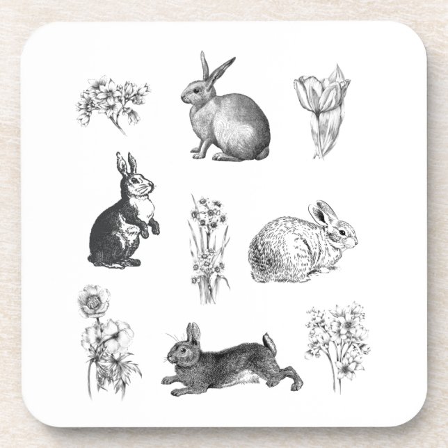 Porta-copo Coelhos de Páscoa de fazenda de colheita moderna (Frente)