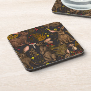 Porta-copo Coelhos e flora florestal Bebidas Coaster