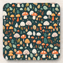 Cogumelos brancos folhas design