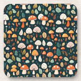 Porta-copo Cogumelos brancos folhas design