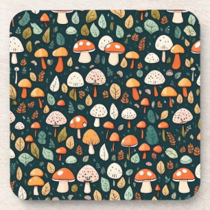 Porta-copo Cogumelos brancos folhas design