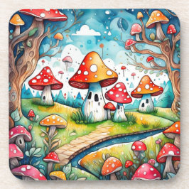 Porta-copo Cogumelos brancos folhas design