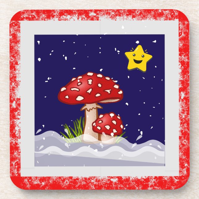 Porta-copo cogumelos de design de Natal (Frente)