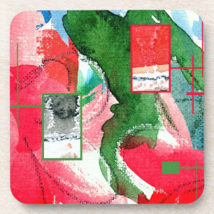 Porta-copo colagem da arte abstracta, meios mistos e aguarela
