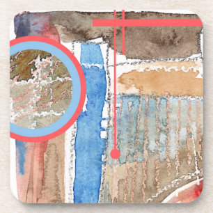 Porta-copo colagem da arte abstracta, meios mistos e aguarela