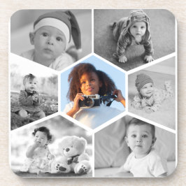 Porta-copo Colagem de Fotos de Hexágono Preto e Branco