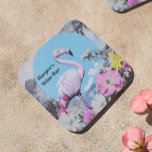 Porta-copo Colagem Flamingo Cor-de-Rosa<br><div class="desc">Este design retroinspirado apresenta um flamingo ousado, cor-de-rosa-pastel contra um pano de fundo azul brilhante, criando um sereno, mas impressionante contraste. Ao redor do flamingo, flores delicadas em tons de rosa, amarelo e branco evocam uma sensação sonhadora, vintage jardim, misturando a natureza e a pop sem esforço. Perfeito para amantes...</div>