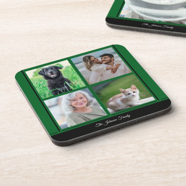 Porta-copo Colagem Fotográfica e Nome da Família Personalizáv (Left Side)