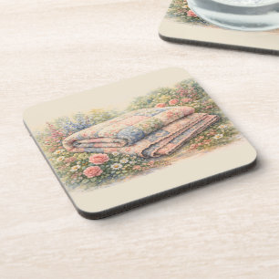 Porta-copo Colcha de Remendo Floral Cottagecore Aquarela