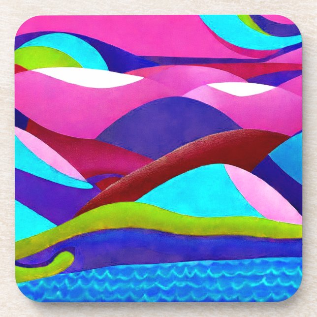 Porta-copo Colinas oceânicas coloridas (Frente)