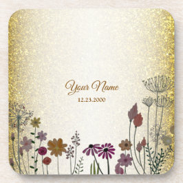 Porta-copo Colorful Floral Garden Gold Glitter Wedding Party