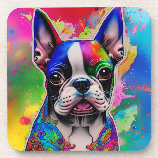 Porta-copo Colorida Boston Terrier Paint Splashes