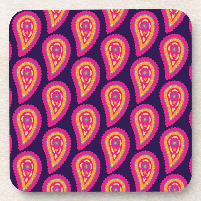 Porta-copo Colorida Paisley (Frente)