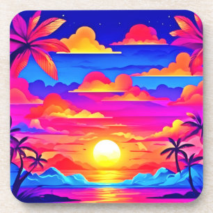 Porta-copo Colorida Palm Tree Sunset