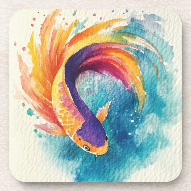 Porta-copo Colorida Peixe Koi (Frente)