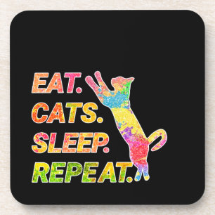 Porta-copo Coma, Dorme, Gatos, Repetir - Gato Colorido