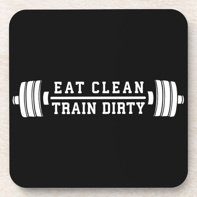 Porta-copo Coma limpo, sujo de trem - Inspiração de workout (Frente)