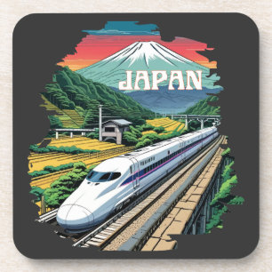 Porta-copo Comboio a bala japonês e Monte Fuji