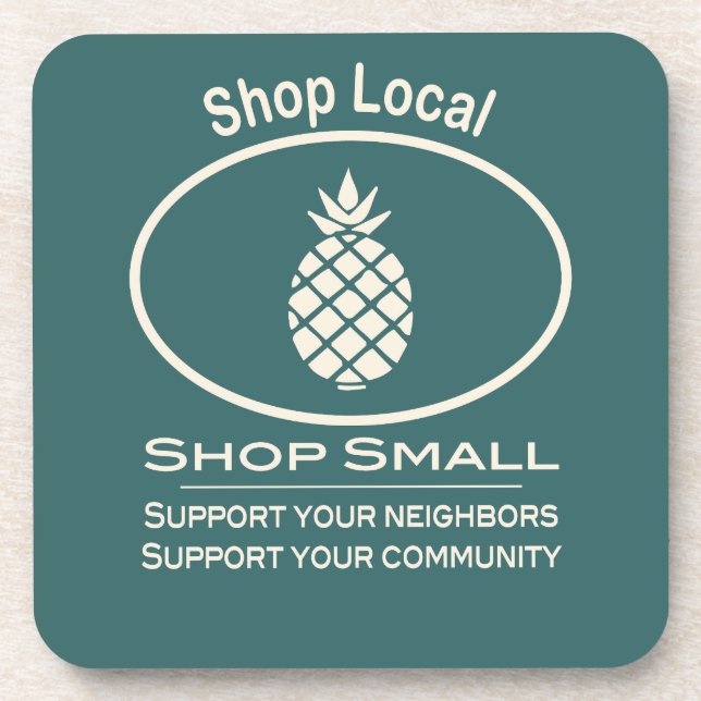 Porta-copo Comprar local, Comprar ananás creme pequeno (Frente)
