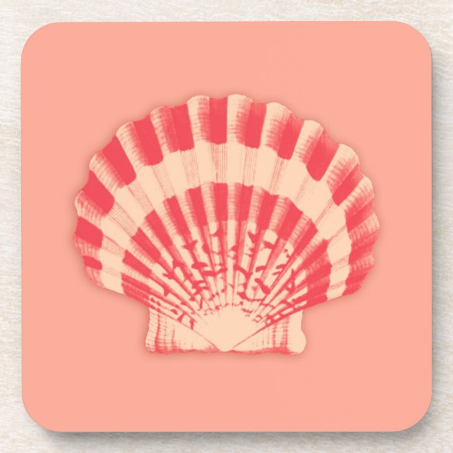 Porta-copo Conchas marítimas - coral e pêssego (Frente)