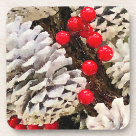 Porta-copo Cones de pinho cobertos de cor branca e berço