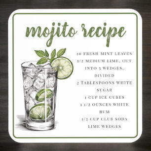 Porta-copo Conjunto de 6 Receitas de Mojito / Bebida de Recei