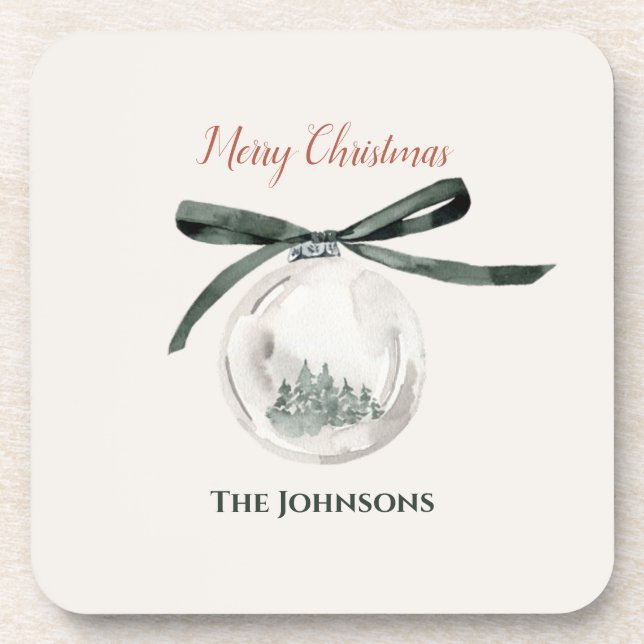 Porta-copo Conjunto de Portas copos de Natal Verde e Branco (Frente)