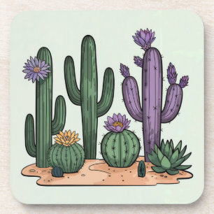 Porta-copo Conjunto de Portas copos Flores de Cactus Verdes