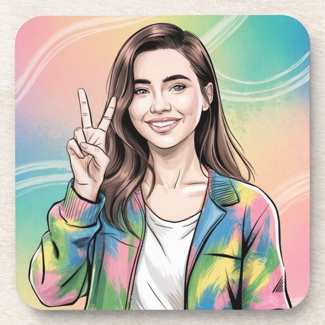 Porta-copo Conjunto de Portas copos Pastel Peace Love (Frente)