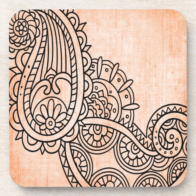 Porta-copo Conjunto de Portas copos plásticas Mehndi Laranja (Frente)