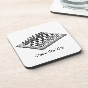 Porta-copo Conselho de xadrez e peças de xadrez Vintage Art