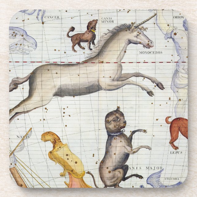 Porta-copo Constelação de Monoceros com major de Canis e MI (Frente)