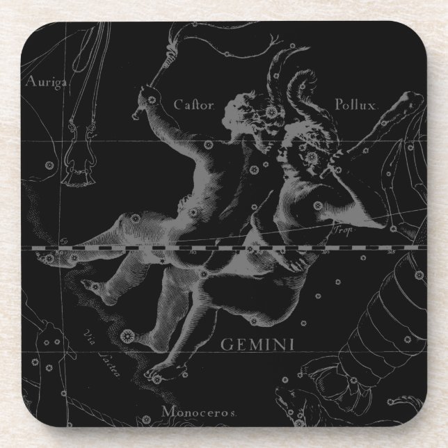 Porta-copo Constelação Gemini Zodiac Hevelius 1690 (Frente)